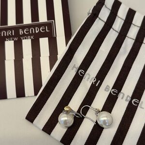 Henri Bendel Gold and White Pearl Earrings